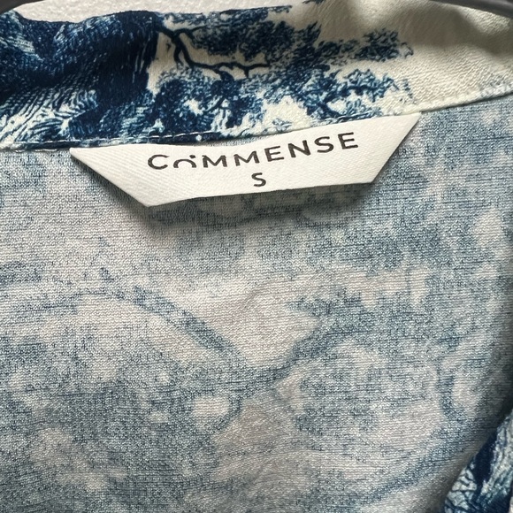 Commense Blue & Cream Toile Print Button-Up Top | Size S - Picture 3 of 3